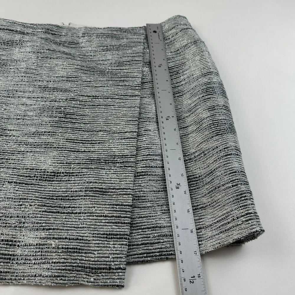 J.Crew Women's Silver Tweed Mini  Skirt Size 12 Faux Wrap Career Office Party